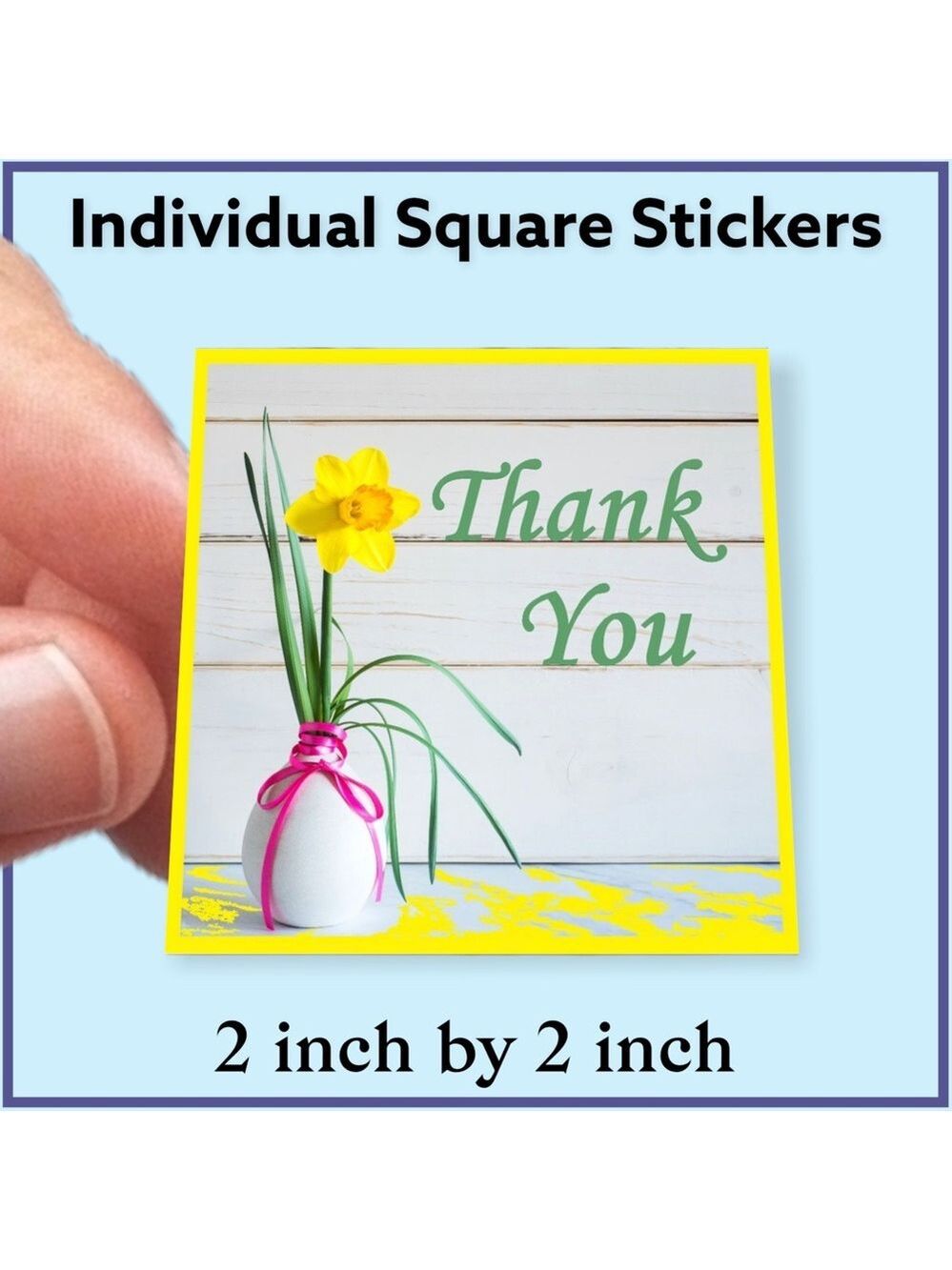 200 (2x2 Inch) Square Stickers, Daffodils High Gloss, Thank You PRICE IS FIRM